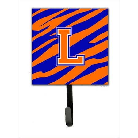 Carolines Treasures Letter L Initial Monogram - Tiger Stripe - Blue Orange Leash Holder Or Key Hook CJ1023-LSH4